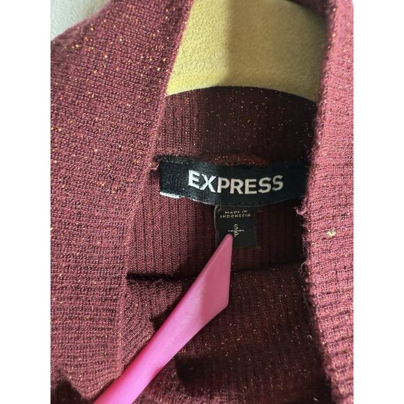 Express Shimmery Glitter Turtleneck Metallic Holiday Party Long Sleeve Top Sz S - Picture 6 of 6